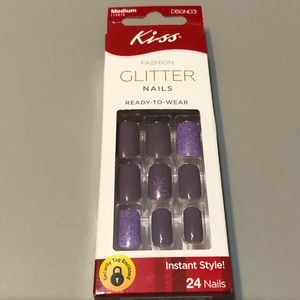 New Kiss Fashion Glitter Nails 24 Nails Medium Tweet Emoti 24 Fake Purple Nails